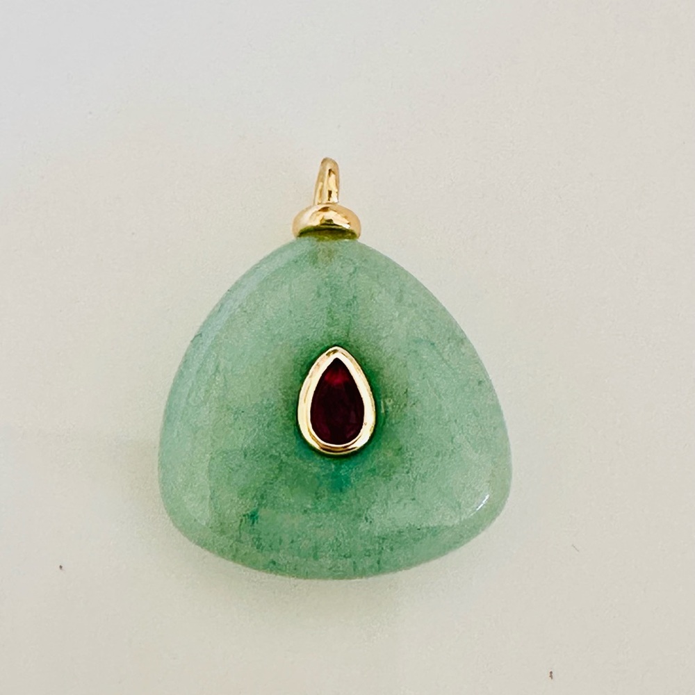 Elegant Green Amazonite Pendant with Gold Accents